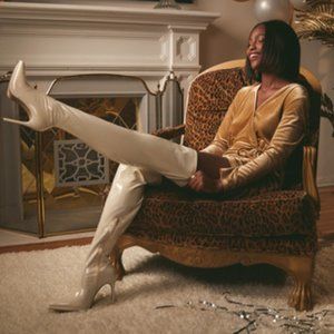 Over the Knee Stilletto Boots Bone Ivory Cream NWT Various Sizes